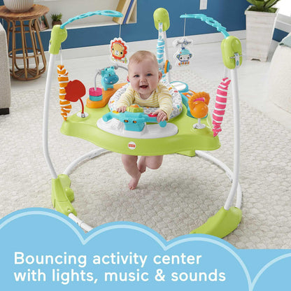 Fisher-Price Baby Bouncer Fitness Fun Folding Jumperoo Infant Activity Center with Lights &amp; Music. Unisex