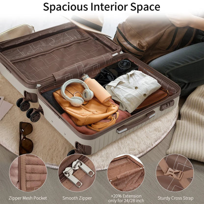 Luggage Sets,4-Piece Lightweight Suitcase Set with 4 Packing Cubes and TSA Lock, Hardshell Suitcases with Spinner Wheels, (16/20/24/28 ),Brown