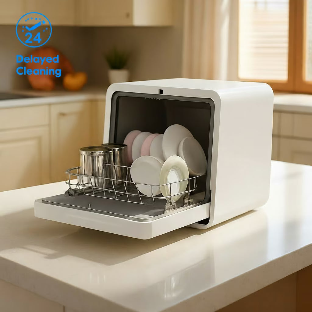 Advwin Portable Countertop Dishwasher with Upgraded 24H Delay Cleaning and 7 Programs,��5L Water Tank& 360��Dual Spray, High-Temp for Apartments & RVs, No Installation Needed