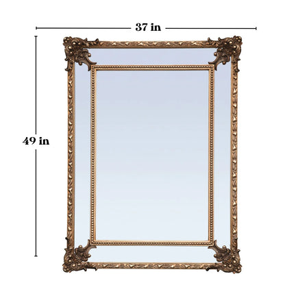 FFPEG Rectangular Baroque Style Antique Gold Mirror - Traditional Old-World Charm -Home Decor