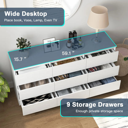 Resenkos Modern Mid Century 6 Drawer Wide Dressers Chests for Bedroom, Chest of Drawer Organizer Grey