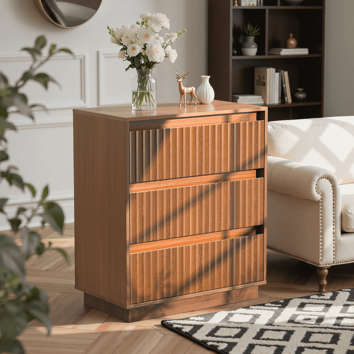 Wood Dresser, 6 Drawer Dresser for Bedroom, Modern Chest of Drawers with Deep Drawers Waterproof Living Room, Hallway, Entryway