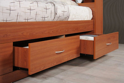 Hodedah Twin-Size Captain Bed with 3-Drawers and Headboard in White