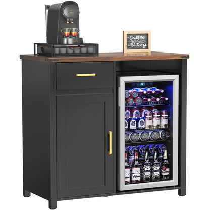 Coffee Bar with Mini Fridge Space, Mini Fridge Cabinet Stand for Dorm, Kitchen or Office