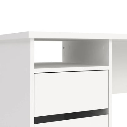 Tvilum Wes Writing Desk with 3 Storage Drawers and Open Shelf for Adults, White