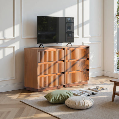Wood Dresser, 6 Drawer Dresser for Bedroom, Modern Chest of Drawers with Deep Drawers Waterproof Living Room, Hallway, Entryway