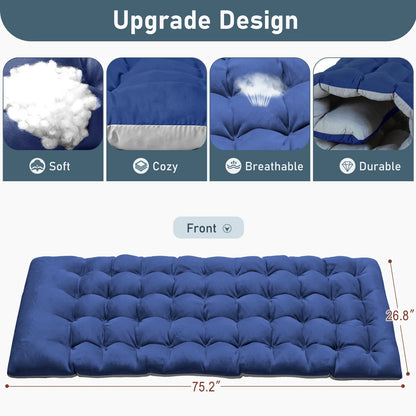 MOPHOTO Lounge Chair with Mattress, Outdoor Chaise Lounge Support 440 Lbs, Adjustable Portable Heavy Duty Sleeping Cots Bed for Camping, Pool, Beach, Patio