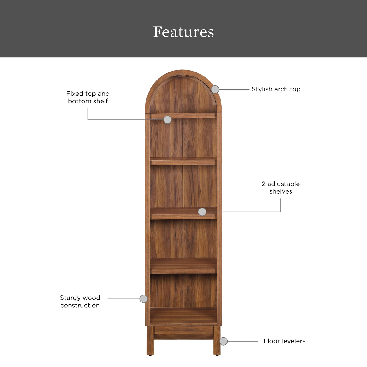 Better Homes & Gardens Juliet Narrow Arch Bookcase, Deep Green and Light Honey