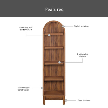 Better Homes & Gardens Juliet Narrow Arch Bookcase, Deep Green and Light Honey