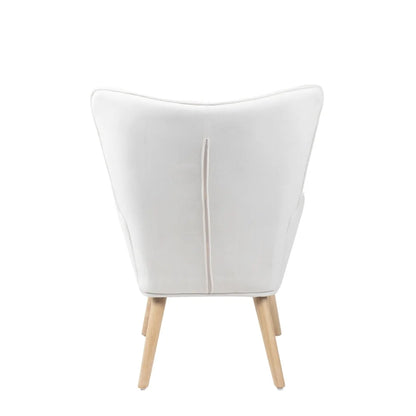 Modern Accent Chair with Solid Wood Legs and High Wing Backrest, Side Chair Set with Ottoman, Comfy Side Armchair for Living Room, Reading Room, Bedroom, Colorful Patchwork