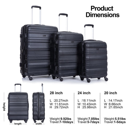 Tripcomp Hardside Luggage Set 3-Piece Set (21/25/29) Lightweight Suitcase 4-Wheeled Suitcase Set(Purple)