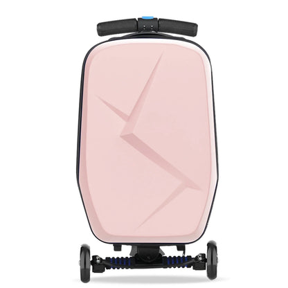 Advwin Scooter Luggage for Kids & Adults, Hardside Ride on Suitcase for Kids Ages 4-15 Multifunctional Lightweight Foldable Carry on Luggage with Wheels Ride on for Children Teenagers, Pink