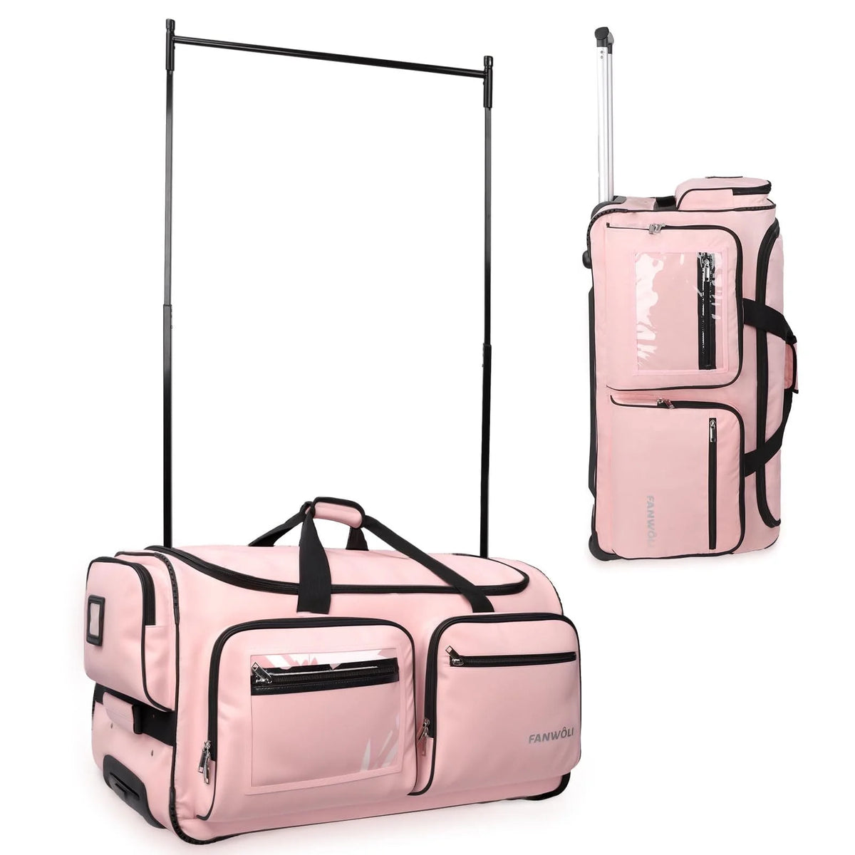 Fegat Dance Bag with Garment Rack - 28"Collapsible Rolling Competition Dance Duffle Bag Lightweight Costume Wheeled Suitcase for Dancers Shows Livestreamer Athletes