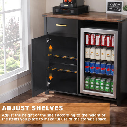 Coffee Bar with Mini Fridge Space, Mini Fridge Cabinet Stand for Dorm, Kitchen or Office