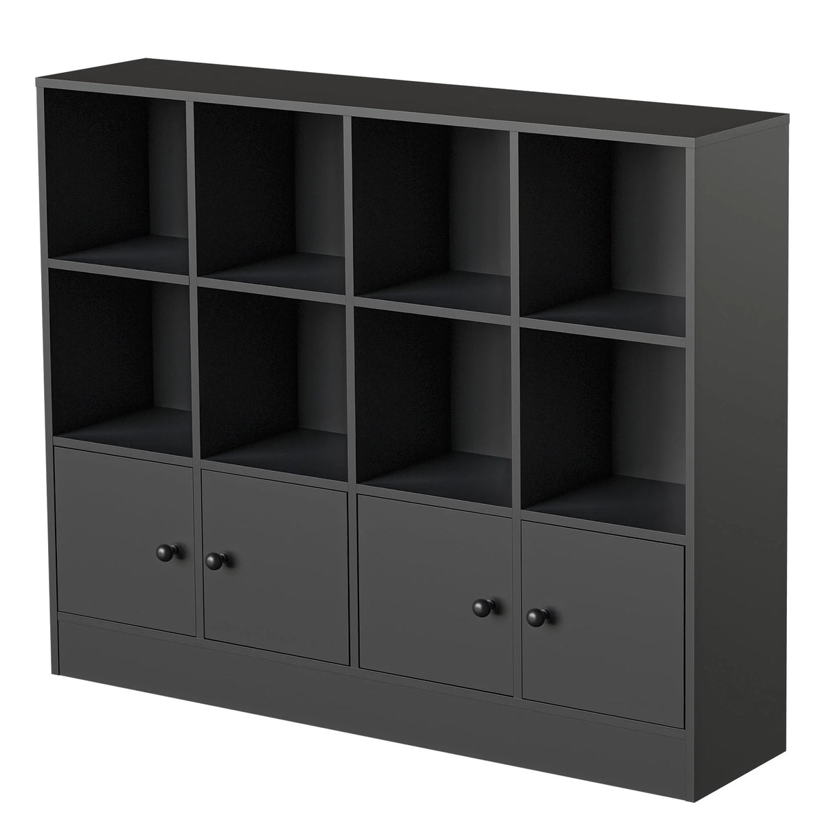 Cozy Castle 3-Tier Open Cube Bookcase with 12 Cubes and 4 Doors, Adjustable Shelves, White