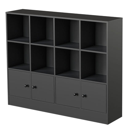 Cozy Castle 3-Tier Open Cube Bookcase with 12 Cubes and 4 Doors, Adjustable Shelves, White