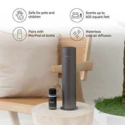 Hotel Collection | Studio Pro Essential Oil Diffuser | 600 sq ft Coverage | Cordless & Portable with Remote | Cold-Air Diffusion Technology Scent Diffuser | Home, Office & Business - Space Gray