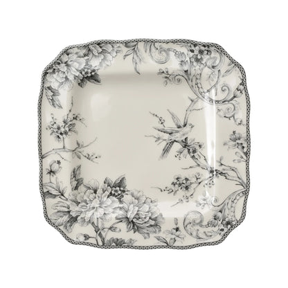 222 Fifth Adelaide Round 16-Piece Porcelain Dinnerware Set, Black Toile