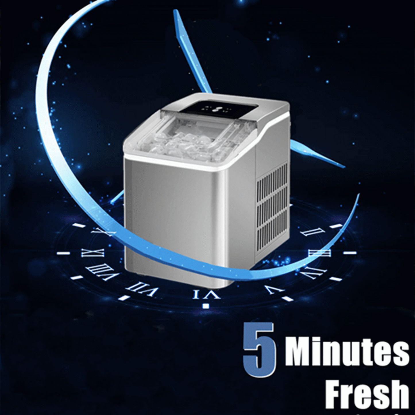 Ice Maker Countertop 2 Ice Sizes, 30 lbs Bullet Ice in 24H, Self-Clean, 9 Cubes in 5 Mins, FOHERE