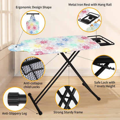 KDJ HOME Slieton Extra Large Ironing Board with Hang Rail, 20-Inch Wide
