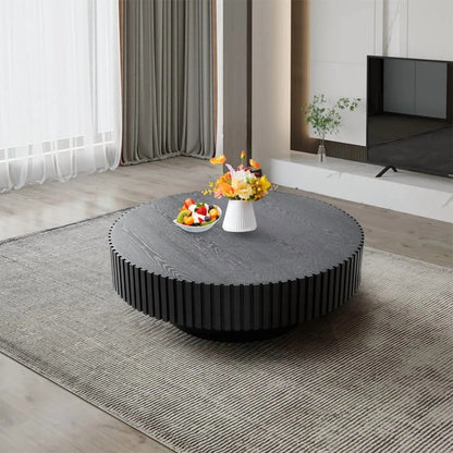 FFH 43.7 inch Oval Coffee Table for Living Room,Handcraft Rustic Corner Coffee Table Nature Wood Relief Sturdy Pedestal for Apartmen,Side Table Centre Table,Nature Wood