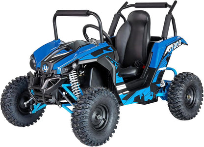 UTV Ride on Car (Large),Shock Absorber, 48V Electric Vehicles with Disk Brake, Gear Switch, Steel Frame, Off-Road Tire, Flexible Seat Belt and Seat, Three-Speed Parental Limit-Lock Function (Blue)