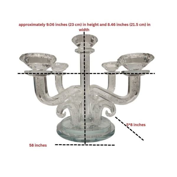 Elegant Crystal 5 Branches Candlesticks 23.5 Cm-inlaid With Decorative Clear Stones