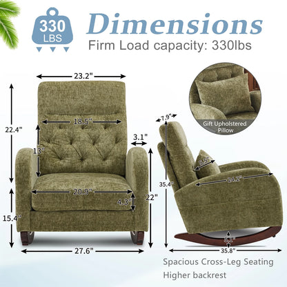 Ktaxon Rocking Accent Chair Glider Reading Chair Comfy Teddy Velvet Upholstered Single Sofa Rocker for Living Room, Nursery, Bedroom Beige