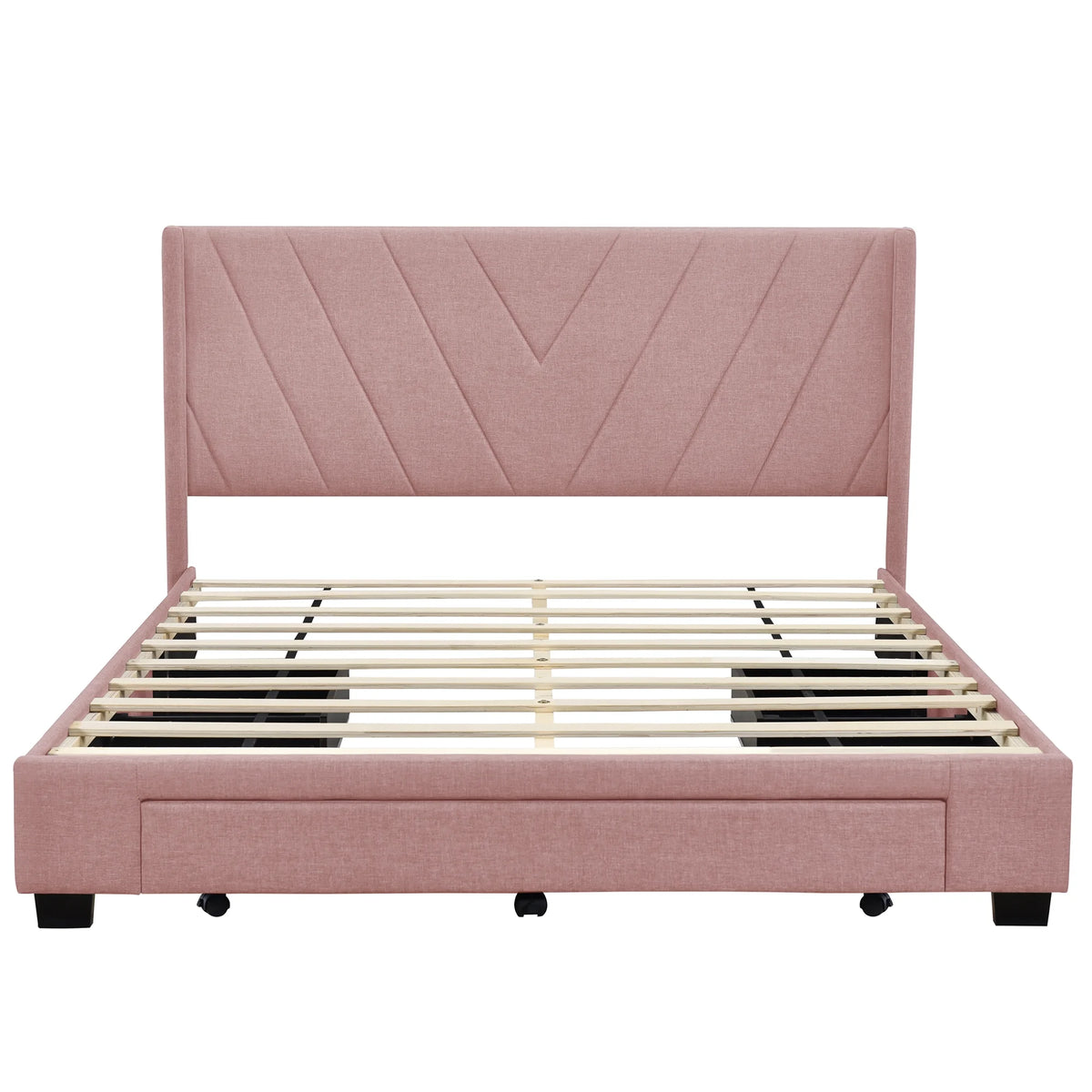 Sesslife Queen Bed Frame with Storage, New Upgraded Linen Upholstered Platform Bed with 3 Drawers, Queen Size Storage Bed with Headboard and Wooden Slats, No Box Spring Needed, Holds 500lbs, Beige
