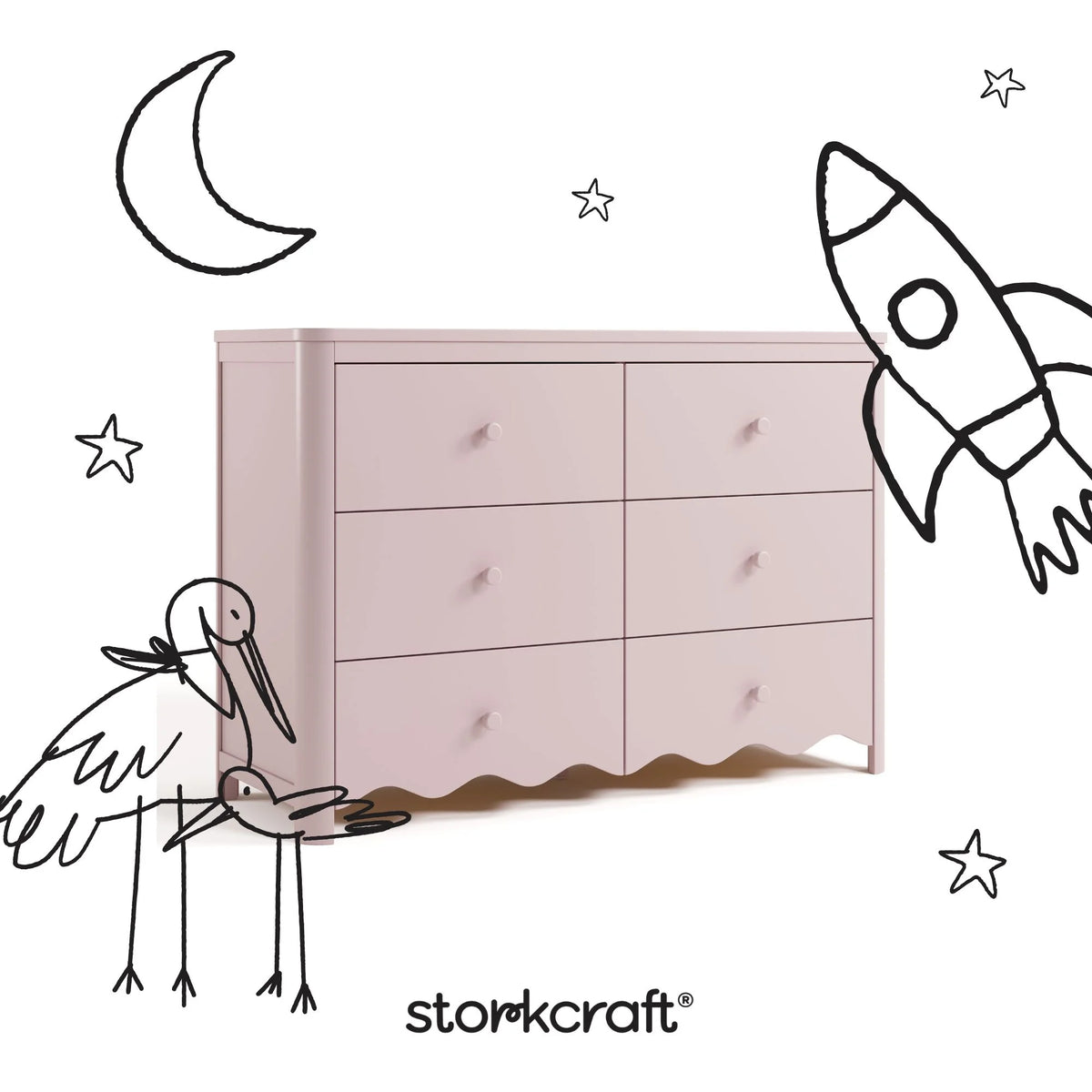 Storkcraft Casablanca 6 Drawer Nursery Dresser, Sage