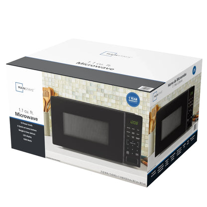 Mainstays 1.1 Cu ft Countertop Microwave Oven, 1000 Watts, Black