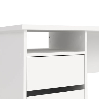Tvilum Wes Writing Desk with 3 Storage Drawers and Open Shelf for Adults, White