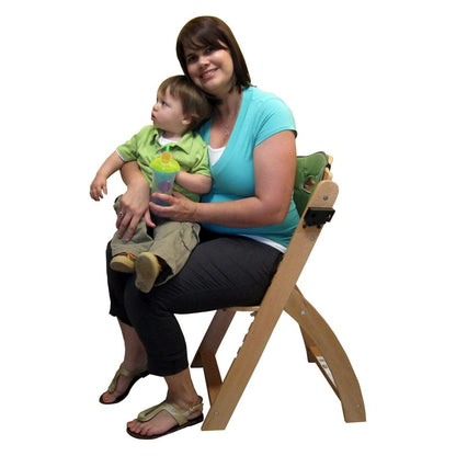 Abiie Beyond Wooden High Chair with Tray. The Perfect Adjustable Baby Highchair Solution for Your Babies &amp; Toddlers or as a Dining Chair. (6 Months up to 250 Lb) (Natural Wood - Olive Cushion)