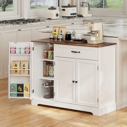 Coffee Bar, Lofka 42" Kitchen Storage Cabinet, Sideboard Buffet Cabinet with 8 Shelves, 1 Drawer