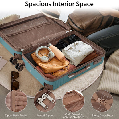 Luggage Sets,4-Piece Lightweight Suitcase Set with 4 Packing Cubes and TSA Lock, Hardshell Suitcases with Spinner Wheels, (16/20/24/28 ),Brown