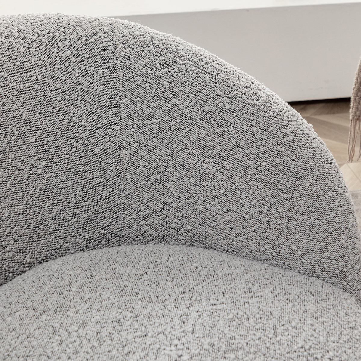 34" W Mid Century Modern Swivel Barrel Chair, Round Upholstered Boucle Swivel Accent Chairs, No Assembly Sofa Chair for Living Room Bedroom Reading Apartment Lounge Nursery(Cream)