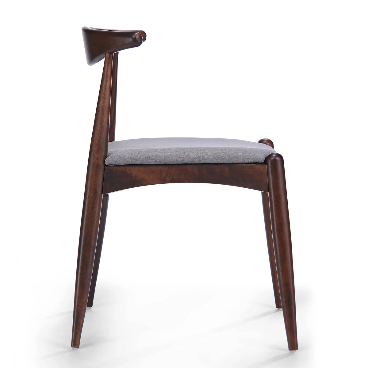 GDF Studio Virgil Mid Century Modern Fabric Upholstered Dining Chairs, Set of 2, Charcoal and Walnut
