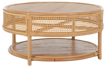 SAFAVIEH Modern Round Rattan Coffee Table, Natural