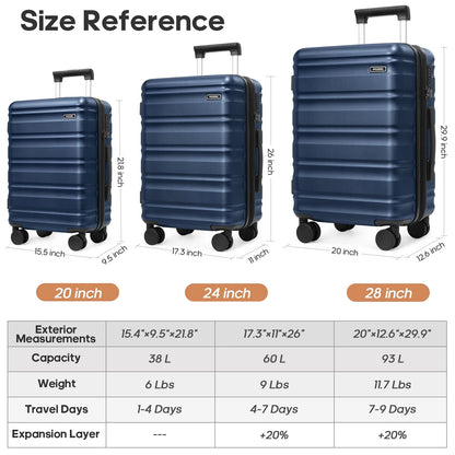 MIUSSE Luggage Sets 3 Piece, 20 Inch Carry On Luggage with Wheels, 100% PC Hardshell Suitcase with TSA Lock, Carry On Suitcases Airline Approved With Travel Backpack for Men Women